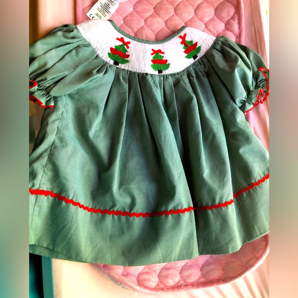 Smocked Christmas tree dress